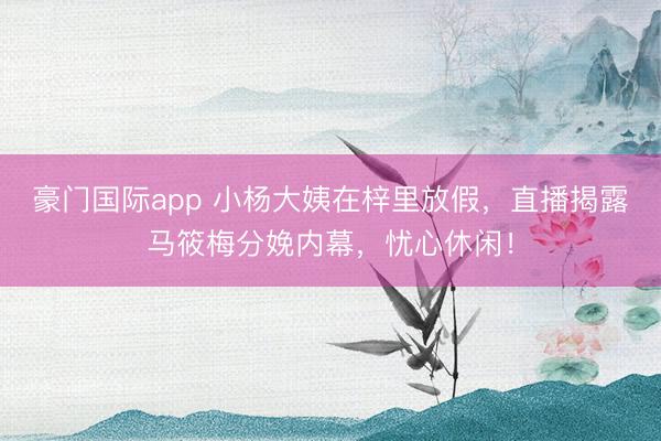 豪门国际app 小杨大姨在梓里放假,直播揭露马筱梅分娩内幕,忧心休闲!