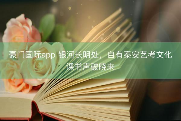 豪门国际app 银河长明处，自有泰安艺考文化课书声破晓来